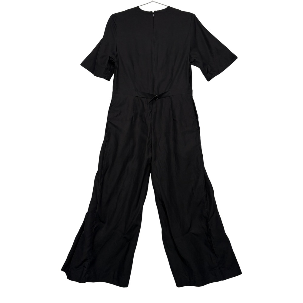 COS Womens Jumpsuit Size 8 Black V-Neck Wide Leg Short Sleeve Minimalist 10849 - Picture 6 of 15